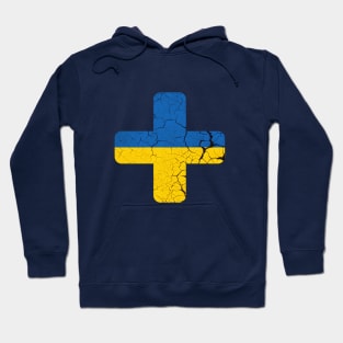 Cross of Ukraine, Vintage Ukraine flag Hoodie